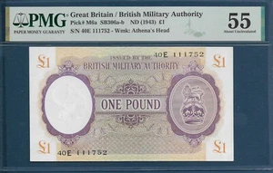 Great Britain MPC 1 Pound, 1943, P M6a, PMG 55 AUNC - Picture 1 of 2