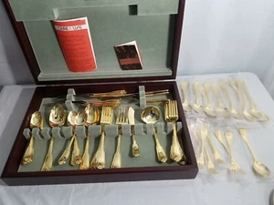 VINTAGE COOPER LUDLAM Sheffield England 24K Gold Plated Flatware 70pc (Used+New) - Picture 1 of 12