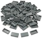 Lego 100 New Dark Bluish Gray Tiles Flat Smooth 1 x 2 Parts