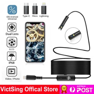 1920P Dual Lens Snake Inspection Borescope Type C iPhone Endoscope Scope Camera - Picture 1 of 18