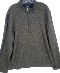Van Heusen-Mens Classic Fleece Pullover Sweater Sweatshirt-2XL XXL-Brown-1/4 Zip - Picture 1 of 7
