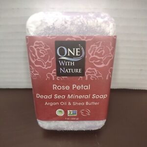 One With Nature Rose Petal Dead Sea Mineral Soap Argan Oil  Shea Butter 7oz New