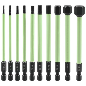 10X 1/4inch Hex Head Allen Wrench Drill Bit Set S2 Alloy Steel Magnetic Tips - Picture 1 of 10