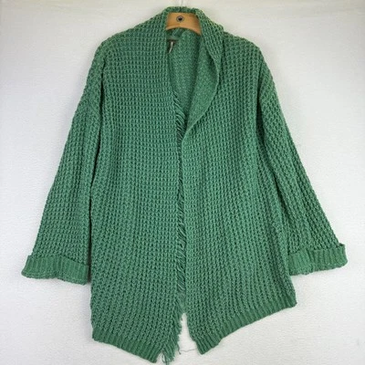 Free People Cardigan S Small I'll Be Around Chunky Sweater Silk Cotton Frayed - Image 1 of 4