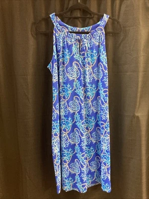 Lulu B L Keyhole Dress Blue White Upf50 - Image 1 of 2
