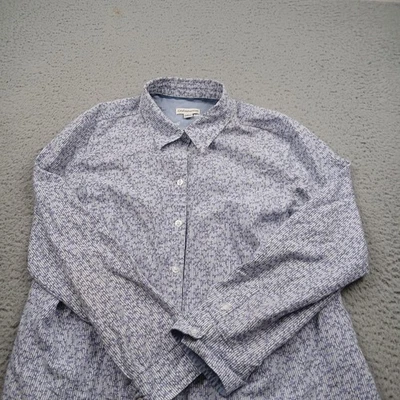 Blusa Croft & Barrow Feminina Grande Azul Manga Longa Botão para Cima Casual - Imagem 1 de 4