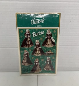 Pegatinas navideñas Barbie vintage Hallmark Mattel 1996 4 hojas - nuevas y selladas - Imagen 1 de 3