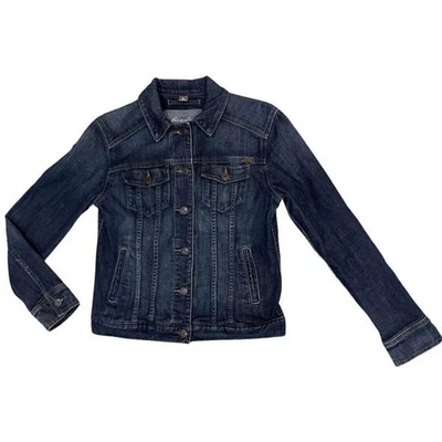 Женская джинсовая куртка Eddie Bauer размер маленький водитель грузовика мотоциклист карманы классический б/у в отличном состоянии - Изображение 1 из 4