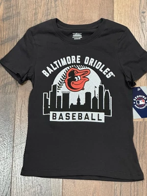 Camisa negra de manga corta con logotipo de Baltimore Orioles MLB para niñas - Nueva con etiquetas Foto 1 de 4
