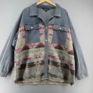 Davi & Dani Jeans Vintage Jacke Damen 1XL Aztekenmuster Western Boho Shacket - Bild 1 von 9