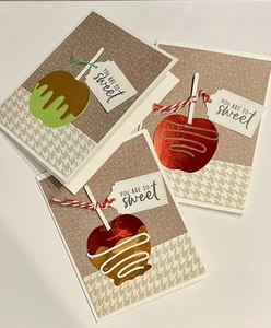 4 Candy Apples “You are so sweet” DIY Card Kit Fun Fall Thanks Treat - Picture 1 of 1
