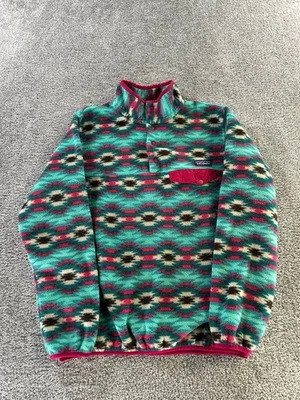 Patagonia Synchilla Snap-T Sweater Womens Large Blue Pink Wild Dessert Aztec  - Image 1 of 4