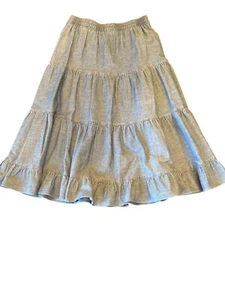 J.G. Hook Banswear Womens Tiered Ruffle Hem Chambray Skirt M 100% Cotton Guatema - Picture 1 of 5