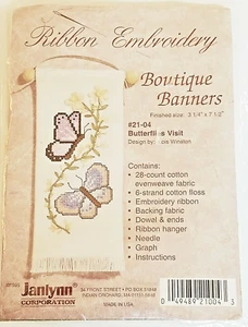 Kit bordado cinta pancartas boutique Butterflies Visit 21-04 Janlynn 1995 - Imagen 1 de 5