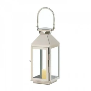 NEU Gallery of Lighting Silber Edelstahl Manhattan Kerzenlaterne SM Neu mit Etikett - Bild 1 von 9