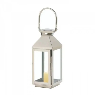 NEW Gallery of Lighting Silver Stainless Steel Manhattan Candle Lantern SM NWT - Image 1 of 4