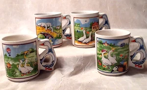 Set of 4 vintage Geese Mugs - Picture 1 of 5