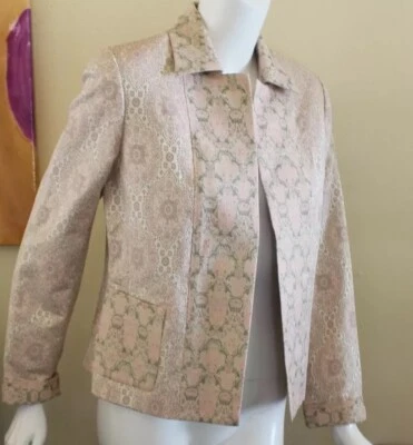Chaqueta Blazer Abierta Doncater Talla 10 Rosa Lux Finamente Tejida Tapiz Arte M L Foto 1 de 4