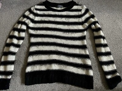 Marks Spencer Limited Collection Black Cream Stripe Jumper 8 6 - Image 1 of 4
