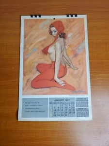 1957 Esquire Mädchen Pinup Mädchen Kalender volle 12 Monate Kalender Vintage Pin Up Mädchen - Bild 1 von 16