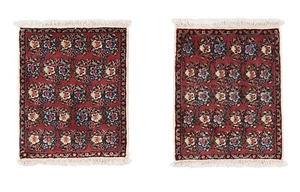 Alfombra persa anudada a mano Bidjar 2 piezas 64 x 53 cm fina, oriental, roja, alfombra, alfombra - Imagen 1 de 5