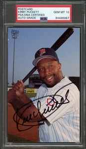 Kirby Puckett Signed Postcard PSA GEM MINT 10 Autograph PSA/DNA Minnesota Twins - Picture 1 of 2