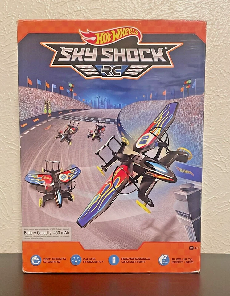 Hot Wheels Sky Shock Helicopter Remote Control Car Plane Mattel Open Box RARE - Image 1 of 3