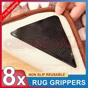 8x RUG GRIPPERS Non Slip Reusable Carpet Mat Gripper Anti Skid Washable Grip - Picture 1 of 11