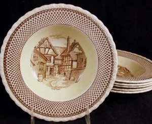 Lote de 6 cuencos de sopa de borde Myott Staffordshire Shakespeare Land - Imagen 1 de 4