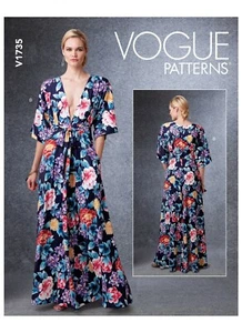Vestido Kimono Caftán Corbata Frontal Patrones Vogue Misses/Mujeres Talla XS-M, L-XXL - Imagen 1 de 8