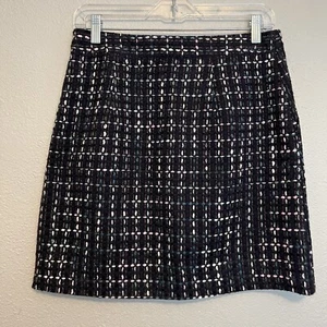 LOFT Navy Blue Tweed Pocket A-Line Skirt 2 - Picture 1 of 7