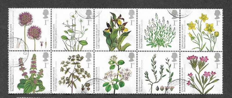 Gran Bretaña Flores Salvajes Finas Usado Set de 10 Foto 1 de 1