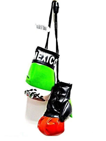 Mexico Mexican Mini Boxing Gloves Car Flag Decoration Mirror Hanging Ornament Cover
