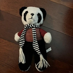 Peluche de oso panda vintage con bufanda a rayas Interpur Corea juguete 12" - Imagen 1 de 6