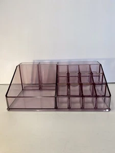 Makeup 16 Compartment Clear Purple Plastic Vanity Organizer - Picture 1 of 6