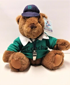 1991 Lands End Rugby Trainer Bär Gund Plüsch Baseball Fußball braun - Bild 1 von 6