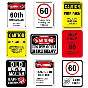 60th Birthday Decorations - 9 PCs 60 Years Funny Signs 60s Decorations 60th P... - Picture 1 of 7