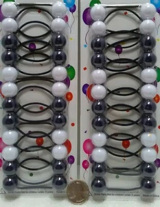 2 pack of navy clear ball ELASTIC hair Scrunchie tie bead girl Ponytail Holder - Picture 1 of 2