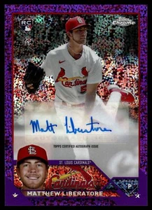 2023 Topps Chrome Update MATTHEW LIBERATORE PURPLE SPECKLE REFRACTOR AUTO /299 - Picture 1 of 2