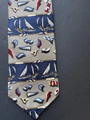 Corbata Bass para Hombres 100% Seda Vela Náutica Azul Rojo Hecha en EE. UU. Velero Costero Foto 1 de 4