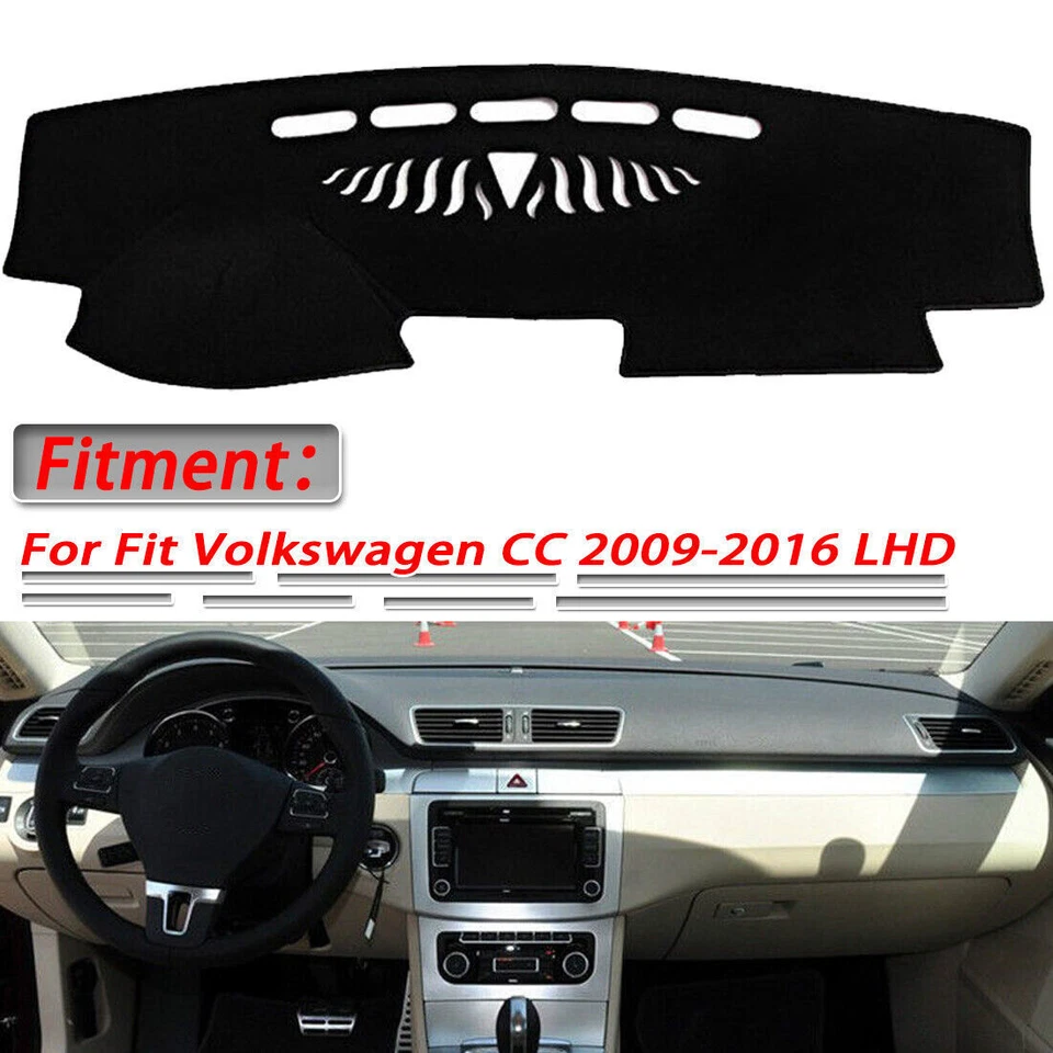 For Volkswagen CC 2009-2016 black Non-slip Dash Board Cover Mat Dashboard Carpet Foto 1 de 4