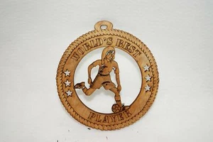 FEMALE WORLD'S BEST PLAYER SOCCER LASER CUT ORNAMENT - Picture 1 of 1