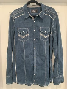 Buckle Schwarz Herren Standard Fit Stretch Hemden Blau Langarm Gr. XL Western - Bild 1 von 5