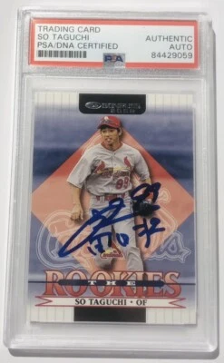 So Taguchi SIGNED AUTOGRAPH 2002 Donruss Rookie Card St. Louis Cardinals PSA - Image 1 of 2