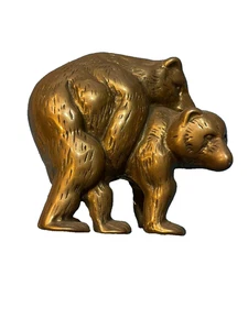 Vintage Russian Brass Bears Mating Bears Doorstop - Picture 1 of 10