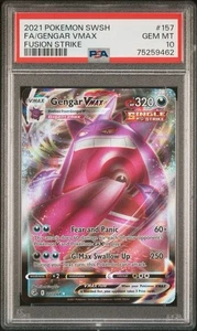 PSA 10 Gengar VMAX #157 Arte Completo 2021 Pokémon SwSh Espada y Escudo Fusion Strike - Imagen 1 de 2