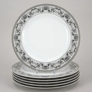 Set of 6x 10 ⅝" Dinner Plates, Marqueterie by Rosenthal & Versace - Bild 1 von 8