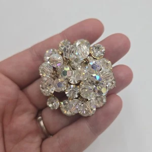 Broche prendedor vintage de cristal colgante con estrás de hielo brillante JULIANA enorme - Imagen 1 de 5