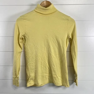 Vintage LL Bean Turtleneck Shirt Womens Small Yellow 100% Cotton Long Sleeve 90s - Picture 1 of 16