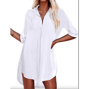 Neu mit Etikett Ekouaer XXXL weißes Shirtkleid Strand Schwimmen Überwurf ausverkauft - Bild 1 von 11